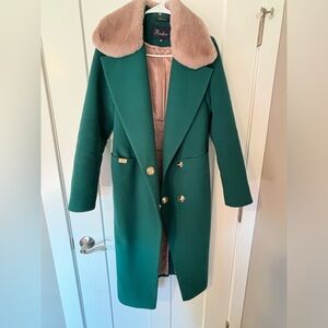 LUXURY real chinchilla Collar Wool Coat. Size small-medium